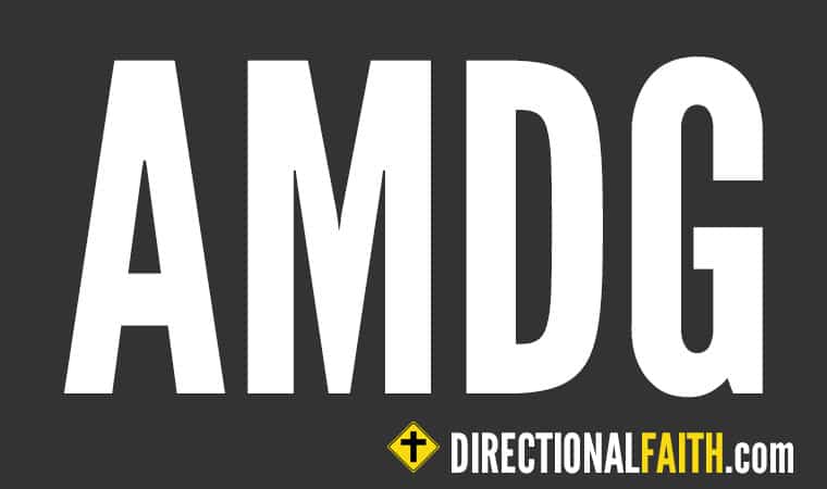 The letters AMDG - an acronym for the Latin motto of the Jesuits Ad Majorem Dei Gloriam and means "For the Greater Glory of God"