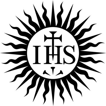 The logo of the Society of Jesus, also known as the Jesuits, founded by St. Ignatius of Loyola